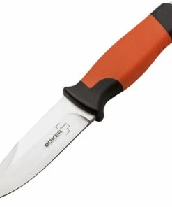 Promo ⌛ Boker Plus 02BO014 Outdoorsman XL, 4.4" 12C27 Plain Blade, Orange Rubber Handle ✔️