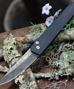 Promo 🎉 Boker Plus Kwaiken Automatic Damascus Knife 06EX293DAM, 3.0" Damascus Plain Blade, Black Aluminum Handle ❤️