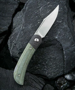 Flash Sale ❤️ CIVIVI Knives CIVIVI Rustic Gent C914B, 2.97" D2 Satin Clip Point Blade, Green Micarta Handle w/Carbon Fiber Bolster 👏 -Automatic Knives shop 1 191202101517 32898.1621953850