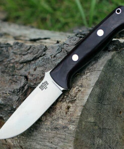 Buy 👏 Bark River Knives Bark River 111MBU Bravo 1, 4.25" A-2 Plain Blade, Burgundy Canvas Micarta Handle, Leather Sheath 🛒