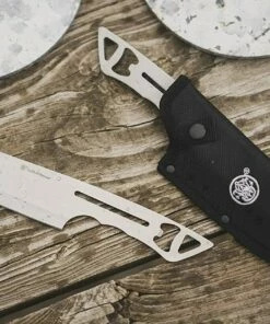 Best Sale 🔥 Smith and Wesson Smith & Wesson Bullseye Cleaver Thrower SW1136221, 10" Overall Stainless Steel Fixed Blade (Set of 3) 😀 -Automatic Knives shop 1136221 2 82746.1619557073