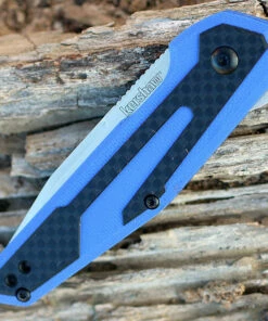 New 🌟 Kershaw Knives Kershaw 1160BLU Fraxion, 2.75" 8Cr13MoV Plain Satin Blade, Blue G-10/Carbon Fiber Overlay ⌛ -Automatic Knives shop 1160blu.2 76897.1566585932