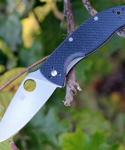 Best Sale 🤩 Spyderco Knives Spyderco C122CFP Tenacious, 3.39" 8Cr13MoV Plain Blade, Carbon Fiber Handle 💯