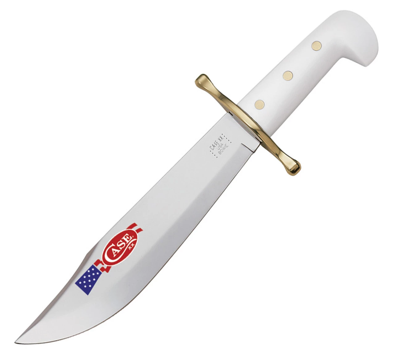 Outlet 🔥 Case Bowie 12398 White Synthetic Handle with Brass Guard (BOWIE SS) ❤️ 1 Outlet 🔥 Case Bowie 12398 White Synthetic Handle with Brass Guard (BOWIE SS) ❤️