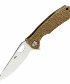New 🛒 Honey Badger Knives Honey Badger Large Leaf Flipper - Tan FRN (3.6" 8Cr13MoV Satin) HB1289 🔔