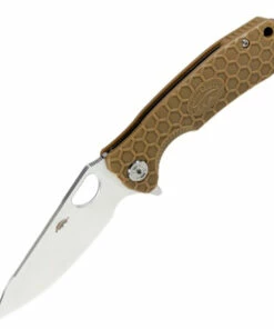 New 😍 Honey Badger Knives Honey Badger Medium Leaf Flipper - Tan FRN (3.2" 8Cr13MoV Satin) HB1299 ⭐