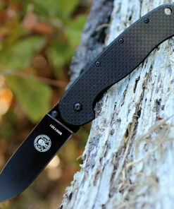 Cheapest 👍 BRK Avispa Folder, Carbon Fiber / G10 handles, Black EDP Coated D2 Steel, Plain Edge, Design by Esee Knives, 💯