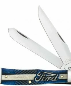 Coupon ⌛ Case Ford Trapper 14323, 4.125" Closed Length SS Blade, Smooth Bone with Blue Color Wash and Black Defintion Handle 👏