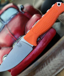 Cheap 🔔 Benchmade Knives Benchmade 15006 Steep Country, 3.54" CPM-S30V Satin Drop Point Blade, Orange Santoprene Handle 👏