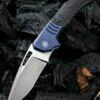 Best reviews of 💯 We Knife Co. We Knife Stixx Framelock Folder 817A, 3.45” Bohler-M390 Satin Drop Point Plain Blade, Carbon Fiber and Blue Titanium Handle ✔️