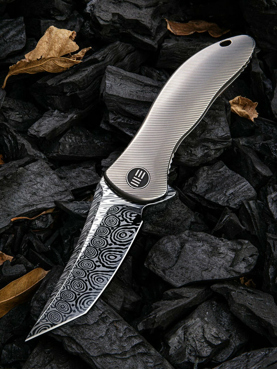 Outlet 🔥 We Knife Co. We Knife Synergy 2 Framelock Folder 912DS2, 3.49" Heimskringla Damasteel Tanto Plain Blade, 6AL4V Titanium Satin Polished Grooved Handle 🛒 1 Outlet 🔥 We Knife Co. We Knife Synergy 2 Framelock Folder 912DS2, 3.49" Heimskringla Damasteel Tanto Plain Blade, 6AL4V Titanium Satin Polished Grooved Handle 🛒