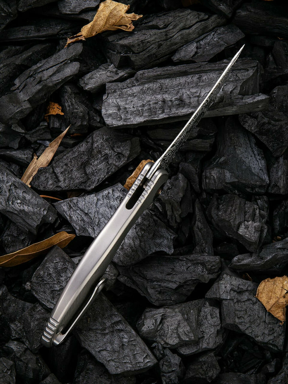 Outlet 🔥 We Knife Co. We Knife Synergy 2 Framelock Folder 912DS2, 3.49" Heimskringla Damasteel Tanto Plain Blade, 6AL4V Titanium Satin Polished Grooved Handle 🛒 6 Outlet 🔥 We Knife Co. We Knife Synergy 2 Framelock Folder 912DS2, 3.49" Heimskringla Damasteel Tanto Plain Blade, 6AL4V Titanium Satin Polished Grooved Handle 🛒 - Image 6