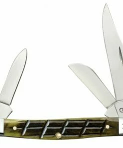 Promo 🤩 Case Medium Stockman 16023, Tru Sharp SS Blade, Olive Green Fence Row Jig Bone Handle ✨