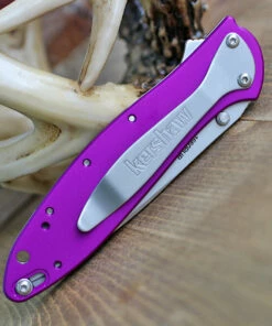 Cheap 🎁 Kershaw Knives Kershaw 1660PUR Leek, 3" Sandvik 14C28N Plain Blade, Purple Anodized Aluminum Handle 🛒 -Automatic Knives shop 1660pur.3 58835.1589555439