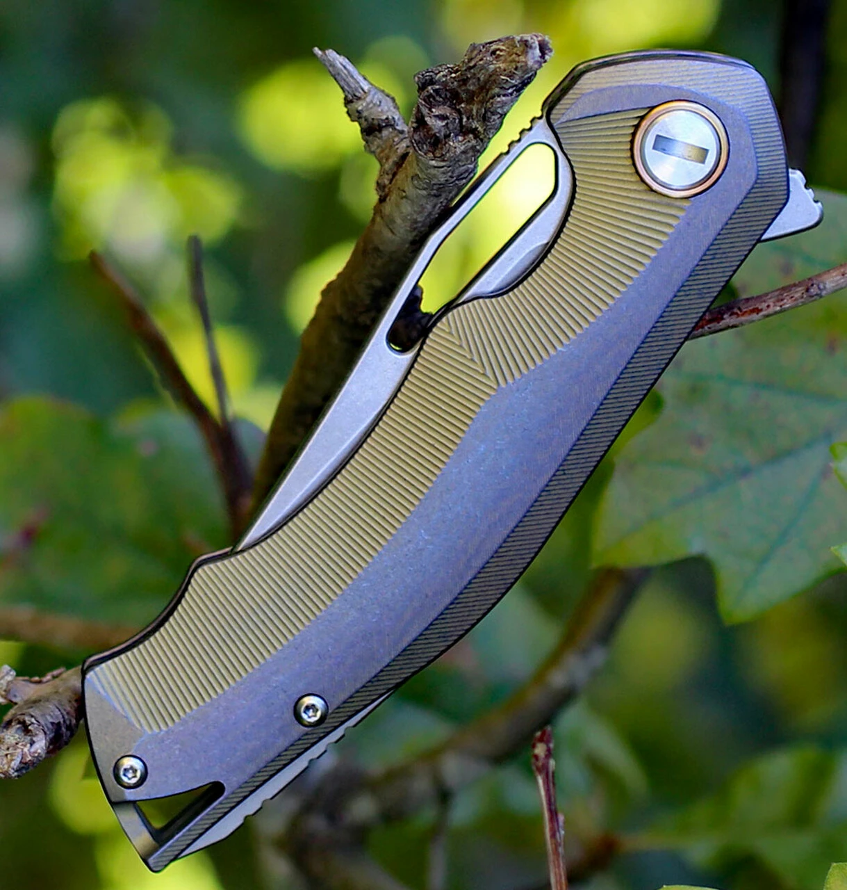 Outlet 🌟 Bestech BT1708A Tercel, 3.5" CPM-S35VN Stonewash Plain Blade, Blue/Gold Titanium Handle ⌛ 3 Outlet 🌟 Bestech BT1708A Tercel, 3.5" CPM-S35VN Stonewash Plain Blade, Blue/Gold Titanium Handle ⌛ - Image 3