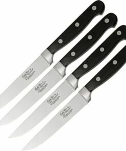 Budget 🎁 Hen & Rooster HRI009 Six Piece Steak Knife Set, 5" 440A Stainless Plain Blade, Stainless Guard, Black Wood Handle 🤩