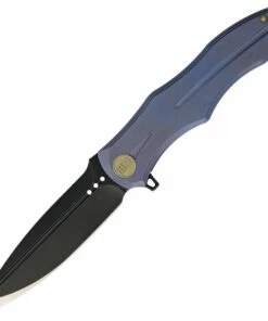 Discount ⭐ We Knife Co. We Knife Model 613 Framelock Flipper 613A, 4.2"Bohler M390 Black Spear Point Plain Blade, Blue Titanium Handle 🤩