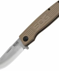 New ⌛ SOG TM1001BX Terminus Slipjoint Folder, 3.0" CTS-BD1 Satin Drop Point Plain Blade, Tan G-10 Handle ⭐