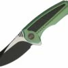 Best Sale 👍 We Knife Co. We Knife Valiant Folder 717E, 3" CPM S35VN Black Stonewash Two-Tone Clip Point Plain Blade, Green Titanium with Carbon Fiber Inlay Handle ⭐