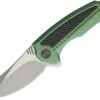 Hot Sale 🧨 We Knife Co. We Knife Valiant Folder 717F, 3" CPM S35VN Stonewash Clip Point Plain Blade, Green Titanium with Carbon Fiber Inlay Handle ⌛