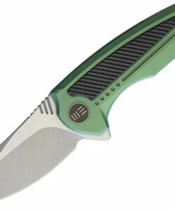 Hot Sale 🧨 We Knife Co. We Knife Valiant Folder 717F, 3" CPM S35VN Stonewash Clip Point Plain Blade, Green Titanium with Carbon Fiber Inlay Handle ⌛