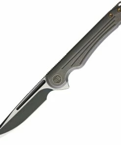 Budget ⭐ We Knife Co. We Knife Array Folder 718C, 3.7” CPM-S35VN Black Two-Tone Stonewash Drop Point Plain Blade, Gray Titanium Handle 😀