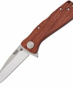 Outlet 🔥 SOG TWI24CP Twitch XL Lockback Folder, 3.25"Spring Assisted AUS-8 Satin Drop Point Plain Blade, Rosewood Wooden Handle 🔥