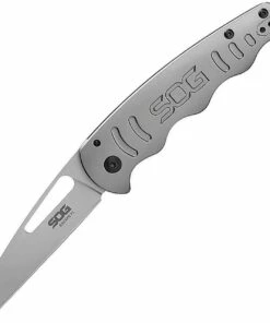 Deals ⭐ SOG Escape 14520157 Linerlock Folder, 3" 8Cr13MoV Satin Sheepsfoot Plain Blade, Silver Stainless Steel Handle 😀