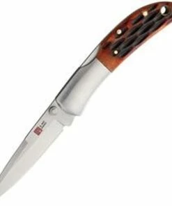 Best reviews of 🛒 Al Mar Hawk Lockback Honey Jigged Bone 7002, 2.5" AUS-8, Plain Blade, Honey Jig Bone Handle, Leather Slip Pouch Sheath 🔔