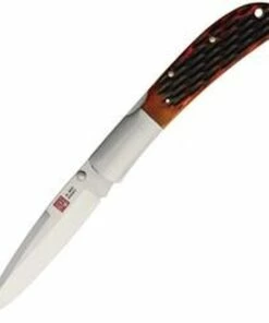 Cheapest 🔥 Al Mar Eagle Lockback Honey Jigged Bone 7006 , 4" AUS-8, Plain Blade, Honey Jig Bone Handle, Leather Slip Pouch Sheath 🔔