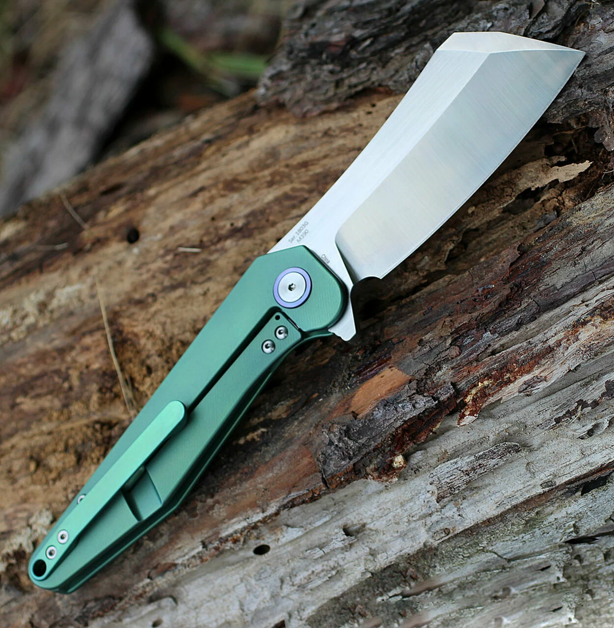 Buy ❤️ Artisan Cutlery Artisan Osprey ATZ1803GGNM, 3.74" M390 Plain Blade, Green TC4 Titanium Handle 🧨 2 Buy ❤️ Artisan Cutlery Artisan Osprey ATZ1803GGNM, 3.74" M390 Plain Blade, Green TC4 Titanium Handle 🧨 - Image 2