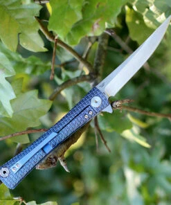 Brand new 🔔 Artisan Cutlery Artisan ATZ1805GBUM S Waistline, 4" M390 Plain Blade, Blue Titanium Handle 🎉 -Automatic Knives shop 1805gbum 50251.1566585998