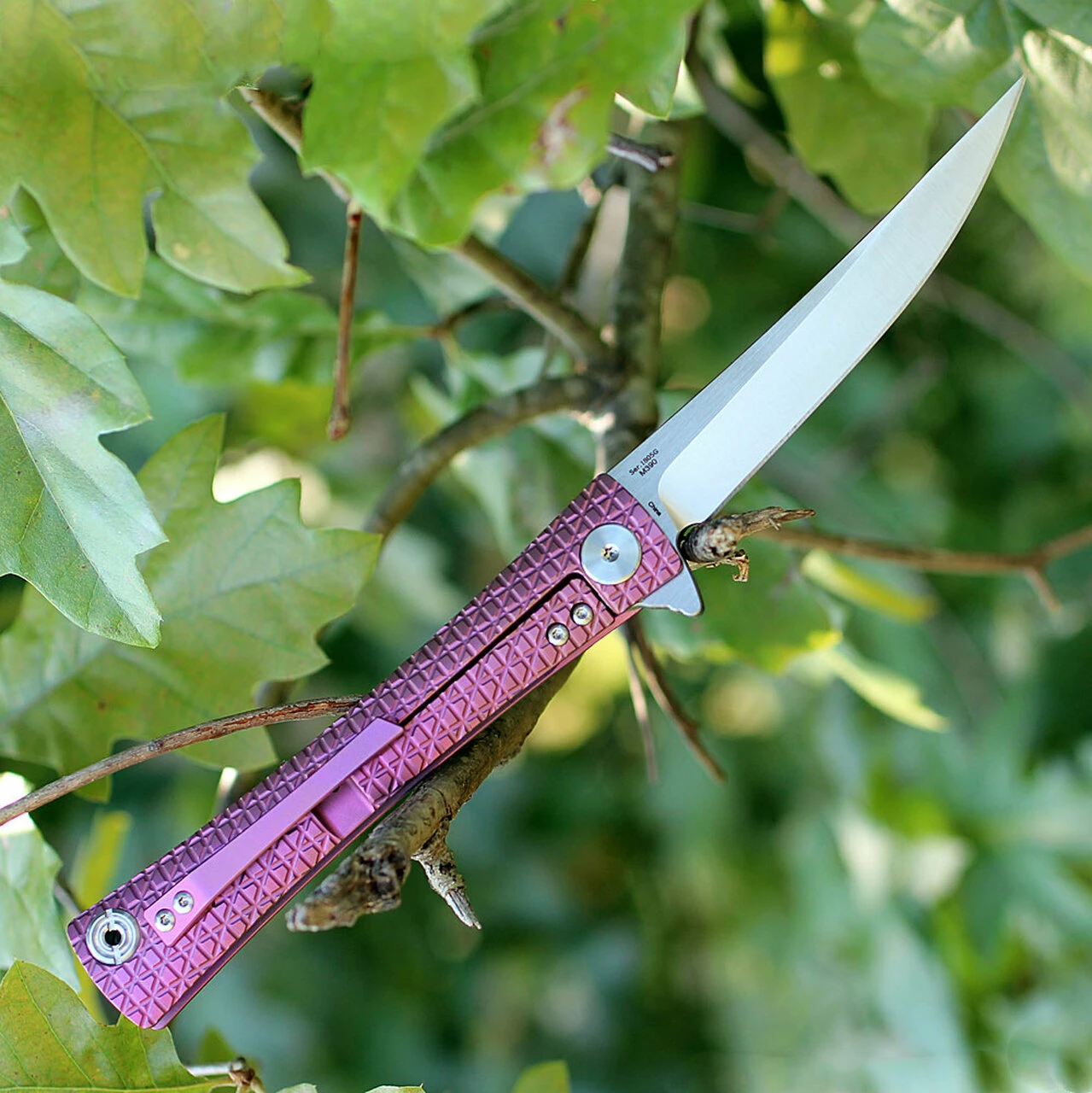 Discount 👍 Artisan Cutlery Artisan ATZ1805GREM S Waistline, 4" M390 Plain Blade, Purple Titanium Handle ❤️ 2 Discount 👍 Artisan Cutlery Artisan ATZ1805GREM S Waistline, 4" M390 Plain Blade, Purple Titanium Handle ❤️ - Image 2