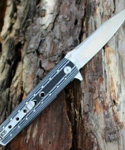 Brand new 👍 Artisan Cutlery Artisan Virginia ATZ1807PBW, 3.94" D2 Plain Blade, Curved White/Black G-10 Handle 💯 -Automatic Knives shop 1807pbw.1 85333.1566586003