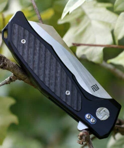 Hot Sale 🔔 Artisan Cutlery Artisan Falcon ATZ1809GBKM, 3.62" M390 Plain Blade, Black Titanium/Carbon Fiber Insert Handle 💯 -Automatic Knives shop 1809gbkm.3 99361.1566586041