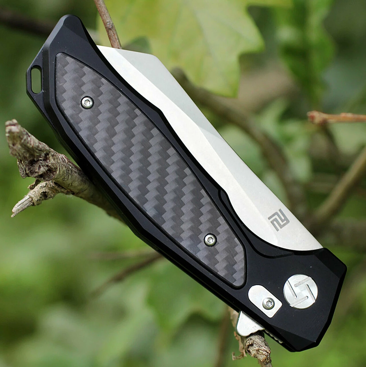 Discount ⭐ Artisan Cutlery Artisan Falcon ATZ1809PBCF, 3.94" D2 Plain Blade, Black Aluminum/Carbon Fiber Handle 👍 4 Discount ⭐ Artisan Cutlery Artisan Falcon ATZ1809PBCF, 3.94" D2 Plain Blade, Black Aluminum/Carbon Fiber Handle 👍 - Image 4