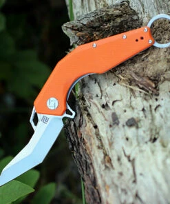 Best Sale 🎁 Artisan Cutlery Artisan Cobra ATZ1811POEF, 3.75" D2 Plain Blade, Flat Orange G-10 Handle 😍