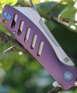 Cheap 👏 Artisan Cutlery Artisan Tomahawk ATZ1815GREM, 3.75" M390 Plain Blade, Purple/Pink Titanium Handle 🧨 -Automatic Knives shop 1815g rem.2 55311.1566585982