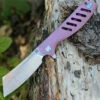 Cheap 👏 Artisan Cutlery Artisan Tomahawk ATZ1815GREM, 3.75" M390 Plain Blade, Purple/Pink Titanium Handle 🧨