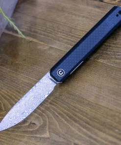 Coupon 🛒 CIVIVI Knives CIVIVI Exarch C2003DS-1, 3.22" Damascus Drop Point Blade, Black G-10 Handles w/Twill Carbon Fiber Overlay 🔔