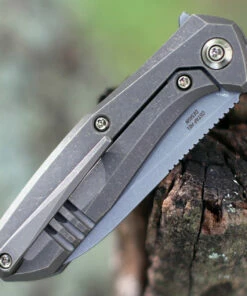 Best Sale 🌟 We Knife Co. We Knife 2005A Mote, 2.66" CPM S35VN Gray Stonewash Plain Blade, Bronze Titanium Handle 🔥 -Automatic Knives shop 2005A.2 10639.1599073049