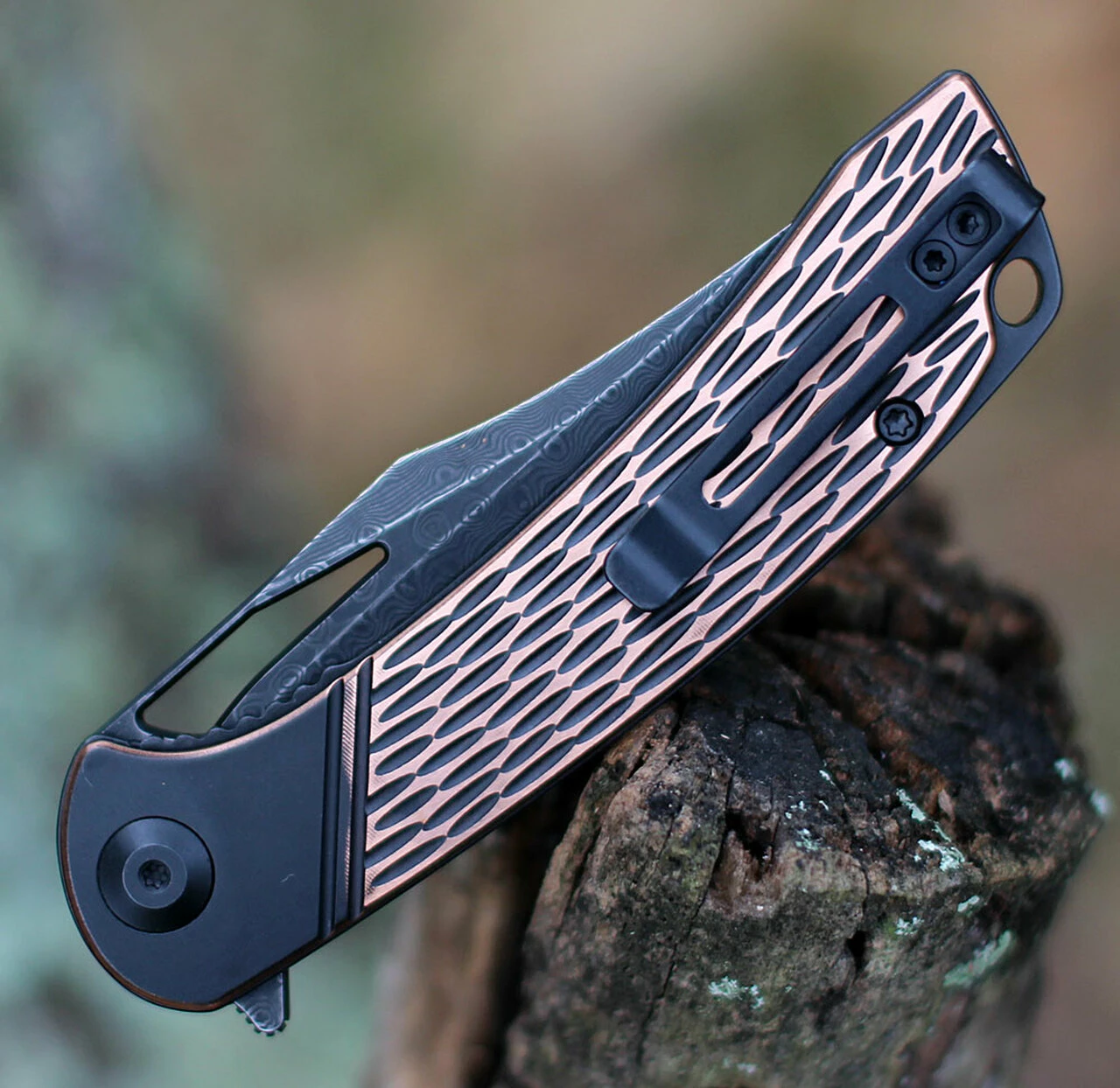 Cheapest 🛒 CIVIVI Knives CIVIVI 🦮 Dogma Linerlock C2005DS-2, 3.46" Damascus Plain Blade, Black /Copper Handles 😍 4 Cheapest 🛒 CIVIVI Knives CIVIVI 🦮 Dogma Linerlock C2005DS-2, 3.46" Damascus Plain Blade, Black /Copper Handles 😍 - Image 4