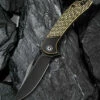 New 🎁 CIVIVI Knives CIVIVI 🦮 Dogma Linerlock C2005E, 3.46" D2 Black Stonewashed Plain Blade, Gold G10 Handles 😀
