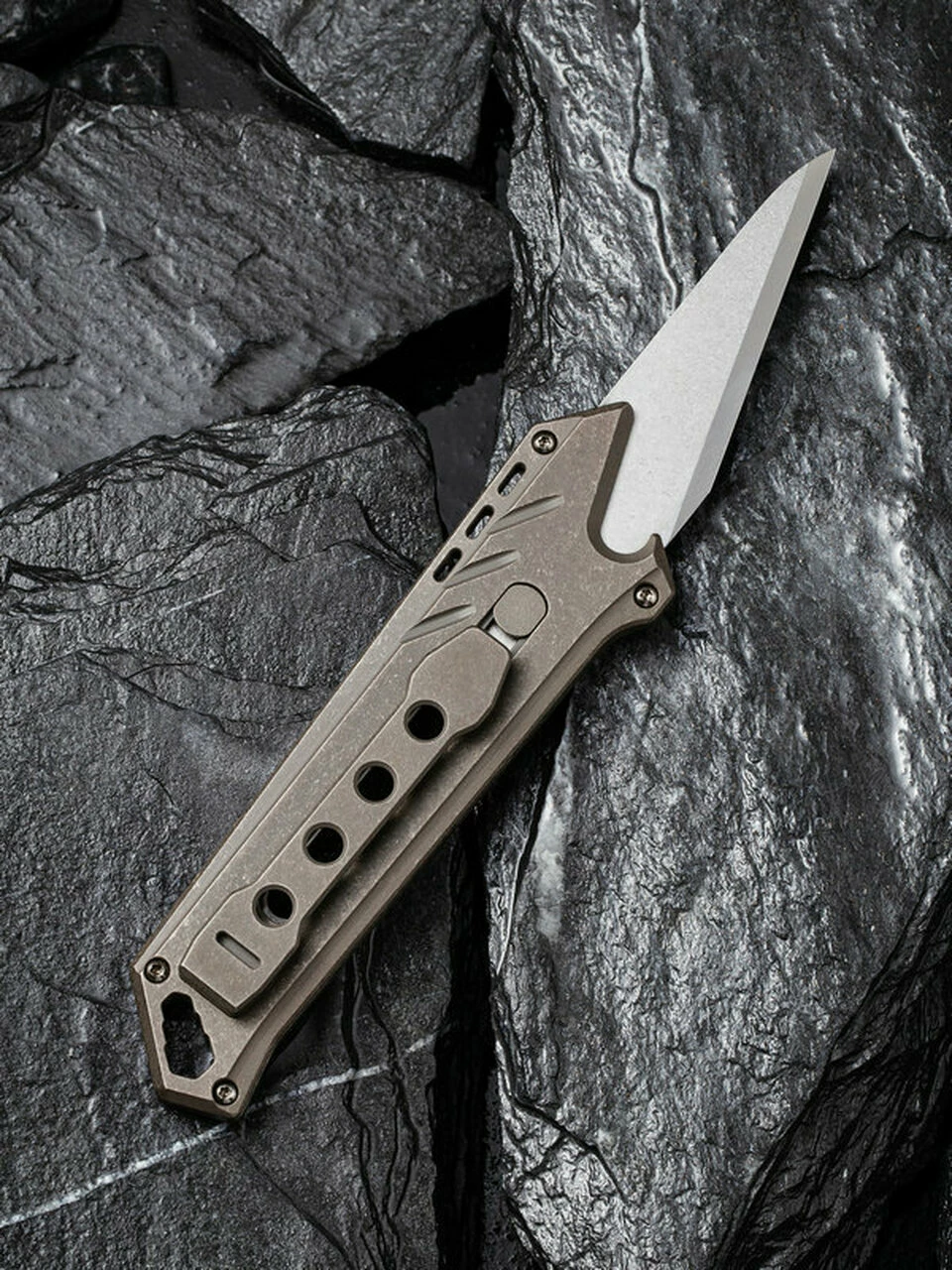 Cheap 💯 CIVIVI Knives CIVIVI Mandate Utility Knife C2007A, 2.12" 9Cr18MoV Stonewashed Blade, Bronze Titanium Handle ❤️ 2 Cheap 💯 CIVIVI Knives CIVIVI Mandate Utility Knife C2007A, 2.12" 9Cr18MoV Stonewashed Blade, Bronze Titanium Handle ❤️ - Image 2