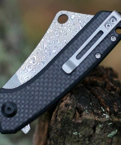 Outlet ✨ CIVIVI Knives CIVIVI Mini Mastodon C2011DS-1, 3" Damascus Cleaver Blade, Black G-10 Handles w/Twill Carbon Fiber Overlay ✨ -Automatic Knives shop 2011DS1.3 79819.1622143381