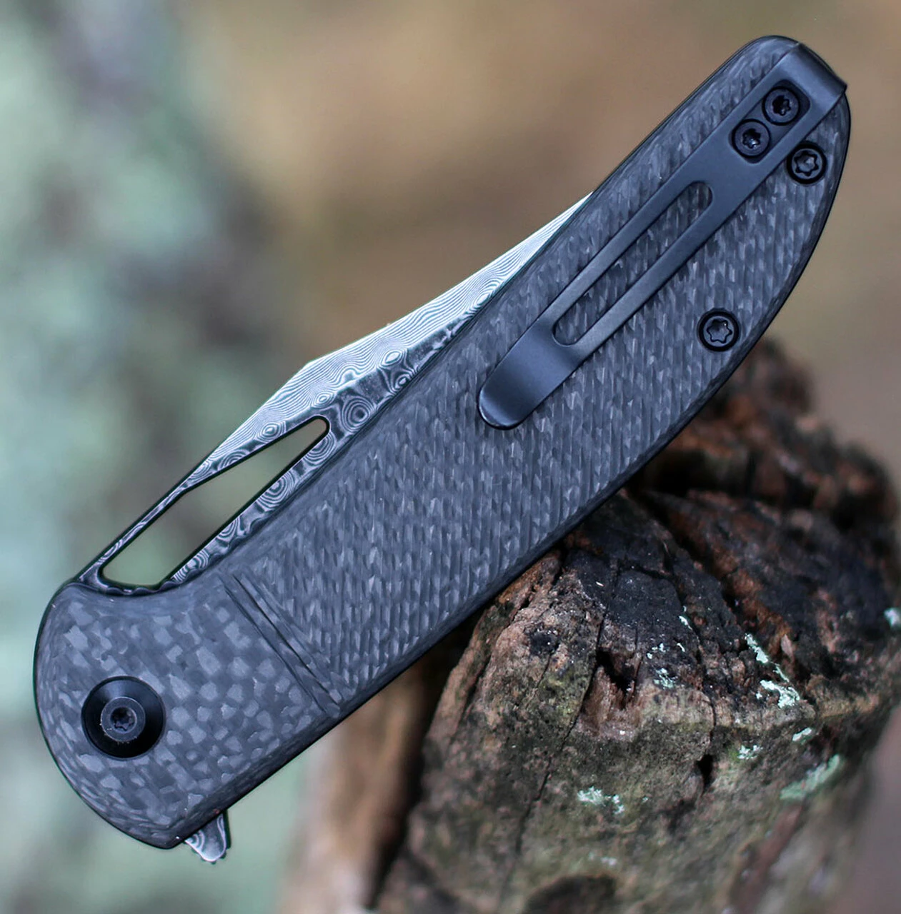 Coupon 👏 CIVIVI Knives CIVIVI Ortis C2013DS-1, 3.25" Black Damascus Clip Point Plain Blade, Black Twill Carbon Fiber Handles 👍 4 Coupon 👏 CIVIVI Knives CIVIVI Ortis C2013DS-1, 3.25" Black Damascus Clip Point Plain Blade, Black Twill Carbon Fiber Handles 👍 - Image 4