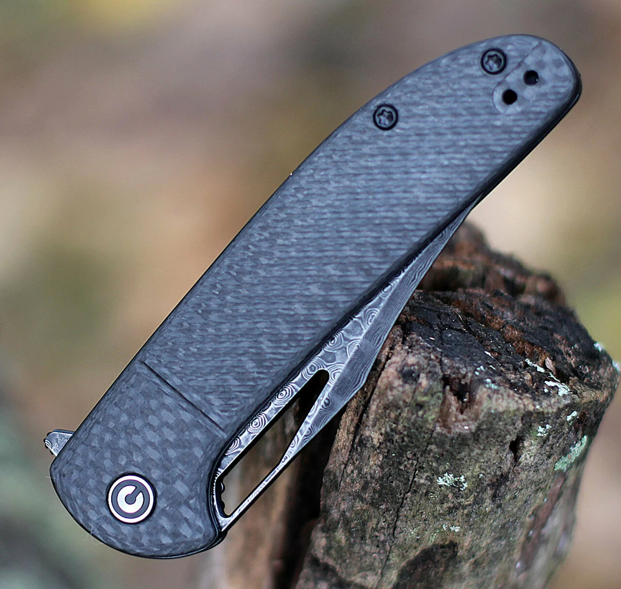 Coupon 👏 CIVIVI Knives CIVIVI Ortis C2013DS-1, 3.25" Black Damascus Clip Point Plain Blade, Black Twill Carbon Fiber Handles 👍 3 Coupon 👏 CIVIVI Knives CIVIVI Ortis C2013DS-1, 3.25" Black Damascus Clip Point Plain Blade, Black Twill Carbon Fiber Handles 👍 - Image 3