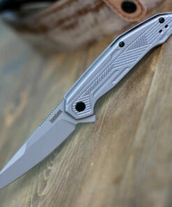 Cheap 🎁 Kershaw Knives Kershaw Terran 2080, 3.125" 8Cr13MoV Bead-blasted Plain Blade, Stainless Steel Handle 🤩