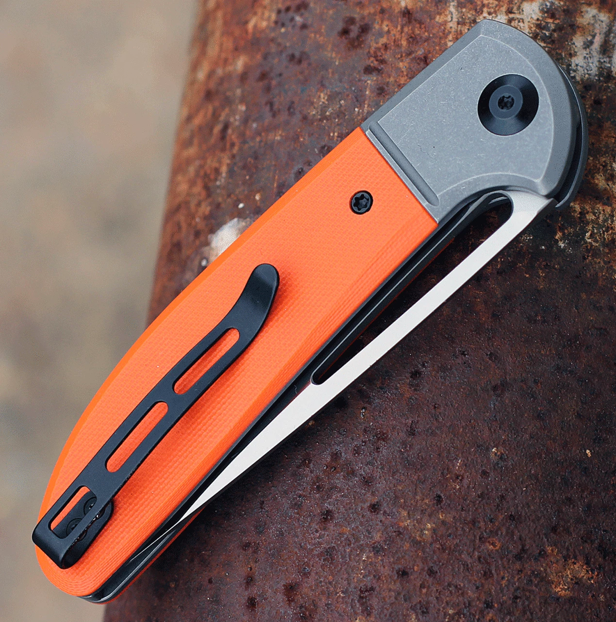 Hot Sale 🌟 CIVIVI Knives CIVIVI Trailblazer XL Slip Joint Knife C2101B, 3.5" D2 Satin Plain Blade, Orange G-10 Handle 😀 4 Hot Sale 🌟 CIVIVI Knives CIVIVI Trailblazer XL Slip Joint Knife C2101B, 3.5" D2 Satin Plain Blade, Orange G-10 Handle 😀 - Image 4