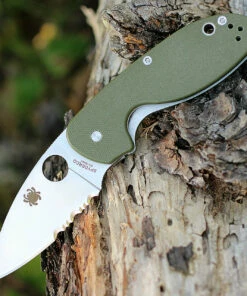 Flash Sale ⌛ Spyderco Knives Spyderco C216GPSGR EFFICIENT, Satin Part-Serrated Blade, Green G-10 Handle ⭐
